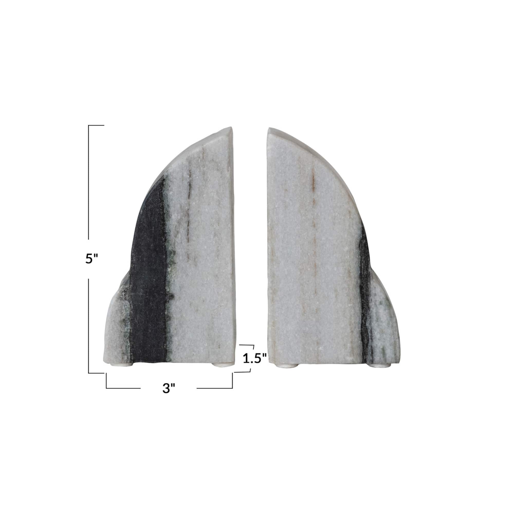 Hello Honey® 5" Black Mélange Carved Marble Bookend Set
